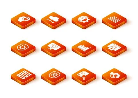 Set Server, Data, Web Hosting, with shield, Shield settings gear, Location sales Stock Illustration