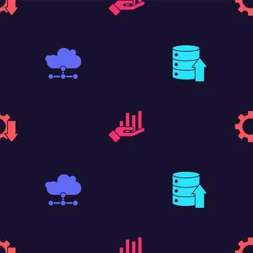 Set Server, Data, Web Hosting, Network cloud connection, Pie chart infographic Stock Illustration