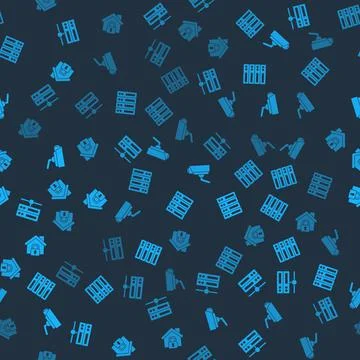 Set Server, Data, Web Hosting, , Security camera and House under protection on Stock Illustration