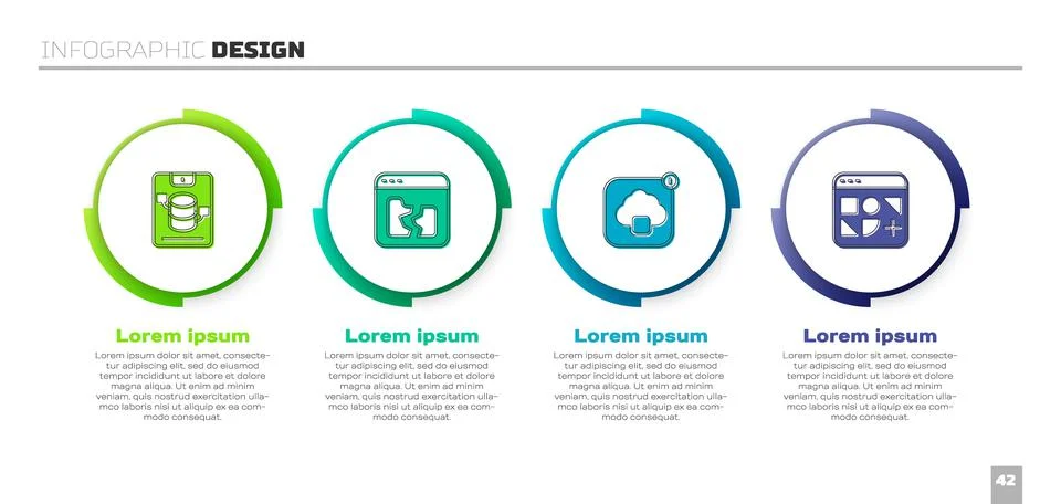 Set Server, Data, Web Hosting, Broken file, Cloud technology data transfer and Illustrazione stock