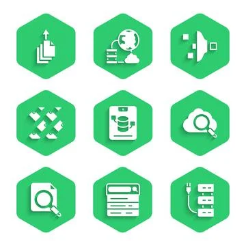 Set Server, Data, Web Hosting, Search engine, cloud computing, concept with Stock Illustration