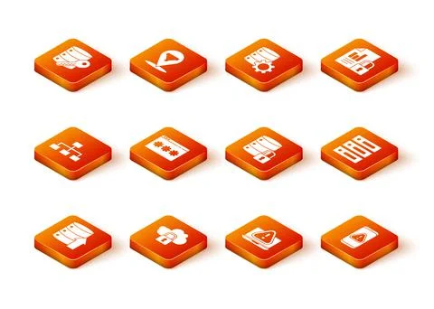 Set Server, Data, Web Hosting, Cloud computing lock, Hierarchy organogram chart Stockillustratie