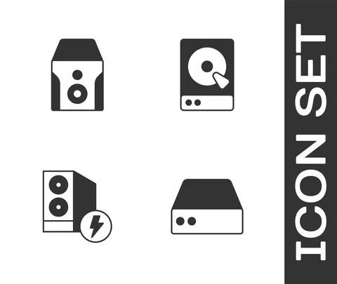 Set Server, Data, Web Hosting, Uninterruptible power supply, Case of computer Stock-Illustration