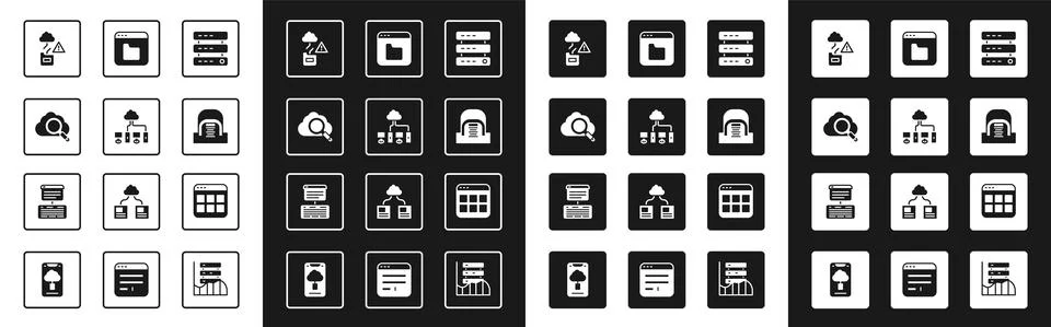 Set Server, Data, Web Hosting, Computer network, Search cloud computing, Cloud Stock Illustration