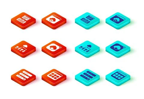 Set Server, Data, Web Hosting, Browser files, Computer network, Cloud technology Illustrazione stock