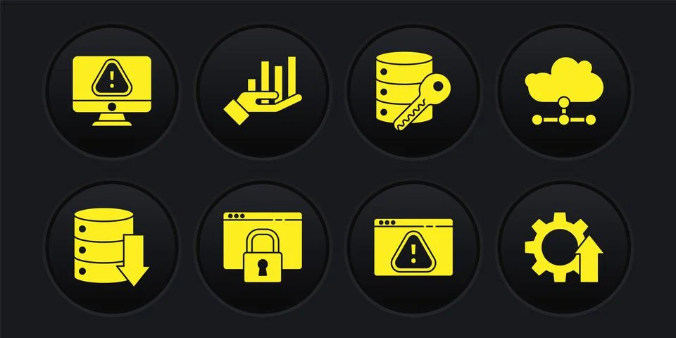 Set Server, Data, Web Hosting, Network cloud connection, Secure your site with Stock Illustration