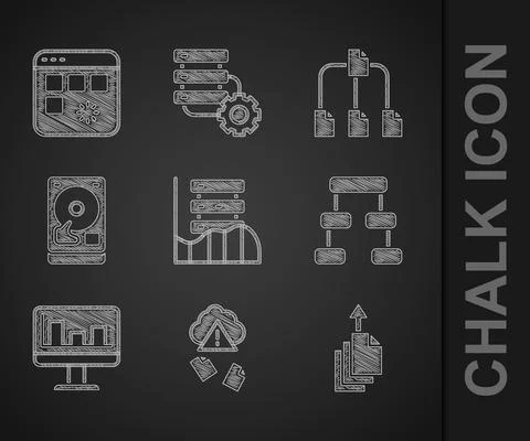 Set Server, Data, Web Hosting, Cloud hacking, export, Hierarchy organogram chart Stock Illustration