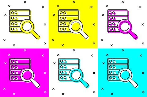 Set Server, Data, Web Hosting icon isolated on color background. Vector Stock Illustration