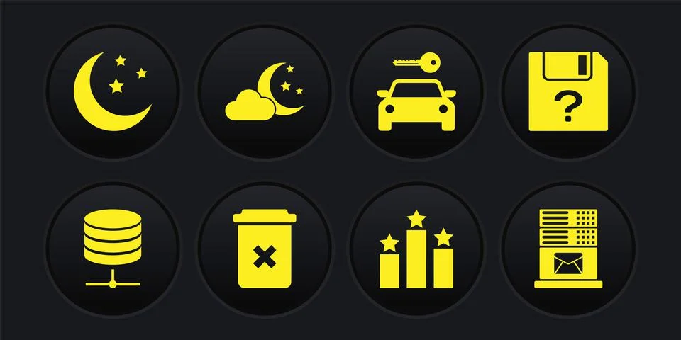 Set Server, Data, Web Hosting, Unknown document, Trash can, Ranking star, Car イラスト素材