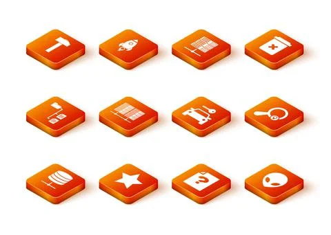 Set Server, Data, Web Hosting, Star, Folder tree, , Unknown document and Car Illustrazione stock