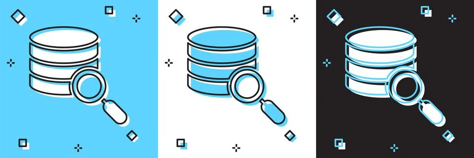 Set Server, Data, Web Hosting icon isolated on blue and white, black background Illustrazione stock