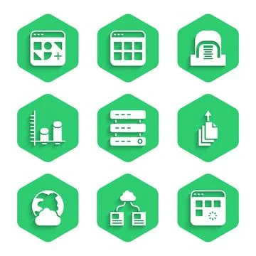 Set Server, Data, Web Hosting, Cloud technology data transfer, Loading window Stockillustratie