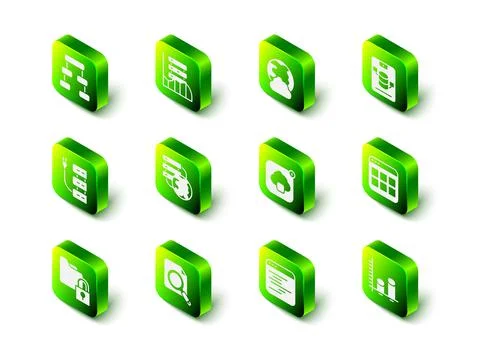 Set Server, Data, Web Hosting, Social network, Browser files, analysis, Cloud Stock-Illustration