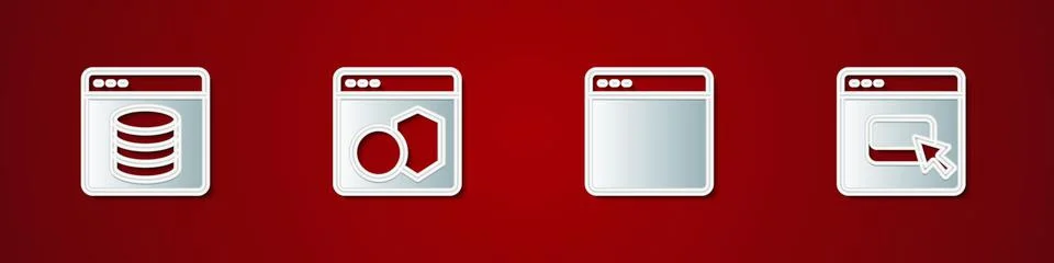 Set Server, Data, Web Hosting, Software, Browser window and files icon. Vector Illustrazione stock