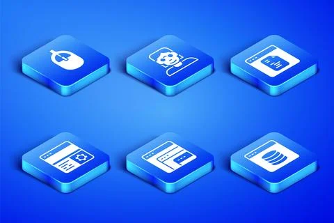 Set Server, Data, Web Hosting, Computer mouse, Software, Debugging, Hacker or Stock Illustration