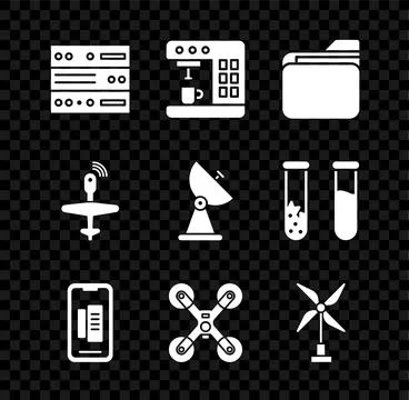 Set Server, Data, Web Hosting, Coffee machine, Document folder, Smartphone, m イラスト素材