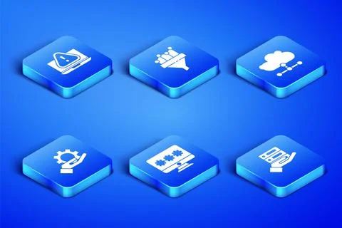 Set Server, Data, Web Hosting, Laptop with exclamation mark, Monitor password Stock Illustration