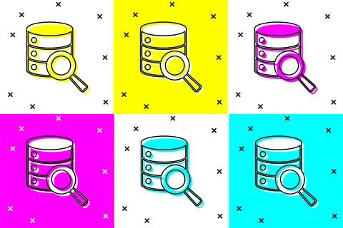 Set Server, Data, Web Hosting icon isolated on color background.  Vector Stock Illustration