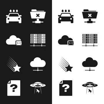 Set Server, Data, Web Hosting, Cloud mail server, Car wash, FTP cancel operat Illustrazione stock
