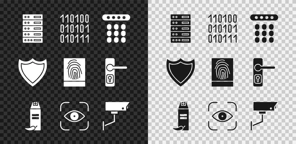 Set Server, Data, Web Hosting, Binary code, Password protection, Pepper spray Stock Illustration