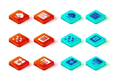 Set Server, Data, Web Hosting, Monitor with graph chart, stream, report, Search Stock Illustration