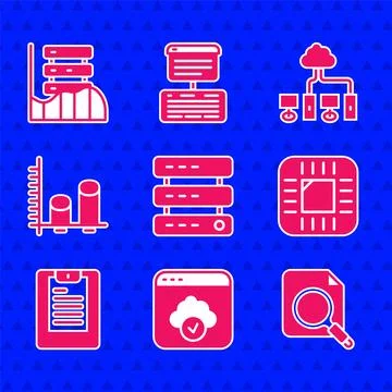 Set Server, Data, Web Hosting, Cloud technology data transfer, Search concept 스톡 일러스트