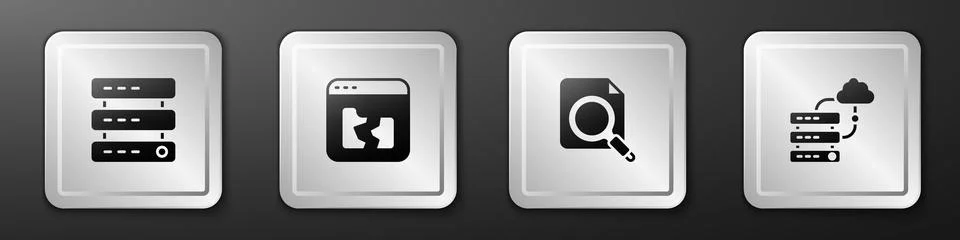 Set Server, Data, Web Hosting, Broken file, Search concept with folder and Stock Illustration