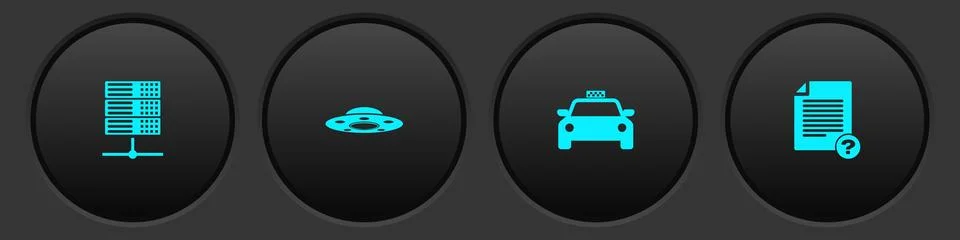 Set Server, Data, Web Hosting, UFO flying spaceship, Taxi car and Unknown doc イラスト素材