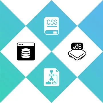 Set Server, Data, Web Hosting, Flowchart, Books about programming and Proce.. Illustrazione stock