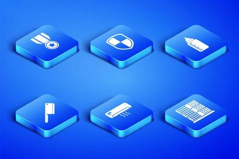 Set Server, Data, Web Hosting, Medal with star, Air conditioner, Meat chopp.. Stock Illustration