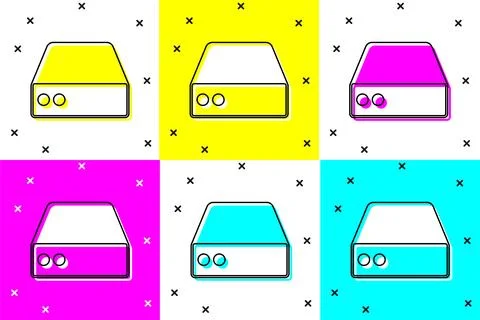 Set Server, Data, Web Hosting icon isolated on color background. Vector Stock Illustration