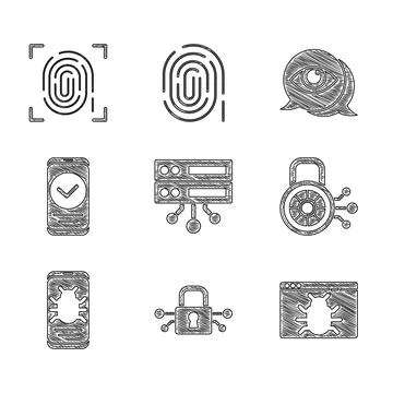 Set Server, Data, Web Hosting, Cyber security, System bug, on mobile, Smart.. イラスト素材