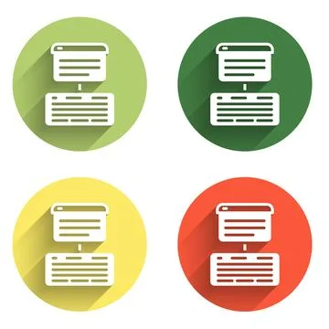 Set Server, Data, Web Hosting icon isolated with long shadow background. Co.. 스톡 일러스트