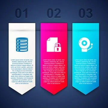 Set Server, Data, Web Hosting, Document and lock and Ringing alarm bell. Busi イラスト素材