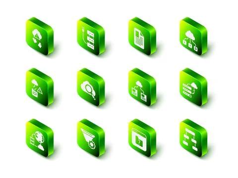 Set Server, File document, Cloud technology data transfer, Network cloud Stockillustratie