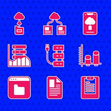 Set Server File document Data report analysis Browser files Data Web Hosting  스톡 일러스트