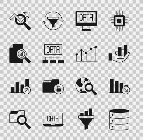 Set Server, Financial growth decrease, Pie chart infographic, Data analysis Stock Illustration