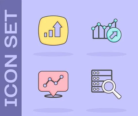 Set Server, Financial growth, Graph chart infographic and icon. Vector Illustrazione stock
