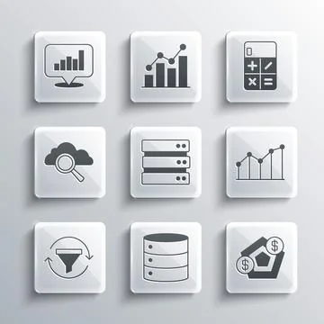 Set Server, Financial growth, Pie chart infographic, Sales funnel with, Search Illustrazione stock