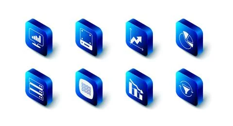 Set Server, Financial growth, Pie chart infographic, Sales funnel with, decrease 库存插图