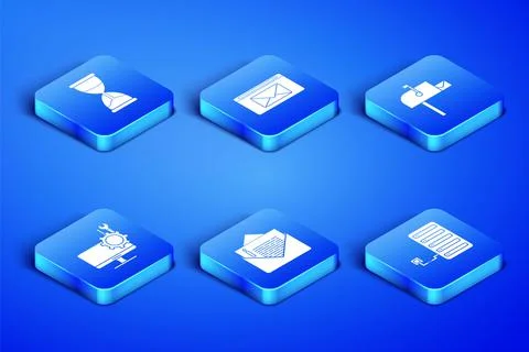 Set Server, Hourglass, Envelope, Computer monitor service, Mail and e-mail an Stock Illustration