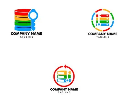 Set of Server Key Icon Logo Design Element Stock Illustration