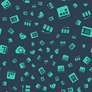 Set Server, Loading data window, Search cloud computing and Data report on Illustrazione stock