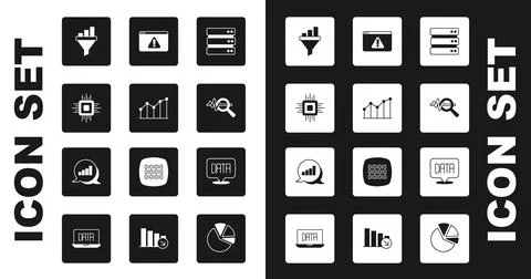 Set Server, Pie chart infographic, Processor CPU, Sales funnel with, Search data Illustrazione stock