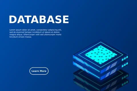 Set of server room icons, data center and database, futuristic data processin Illustrazione stock