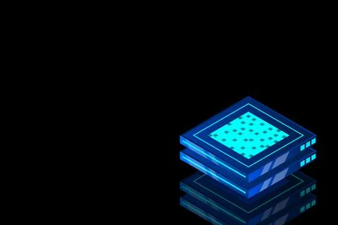 Set of server room icons, data center and database, futuristic data processin Stock Illustration