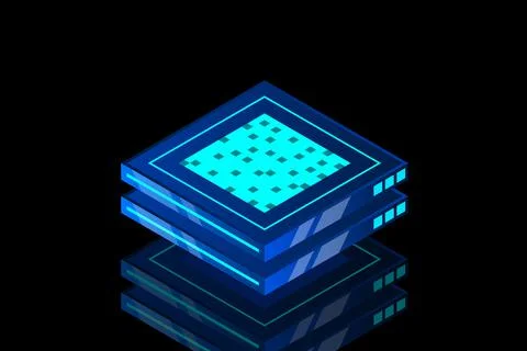 Set of server room icons, data center and database, futuristic data processin イラスト素材