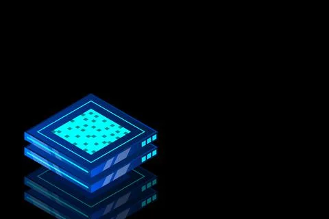 Set of server room icons, data center and database, futuristic data processin Stock Illustration