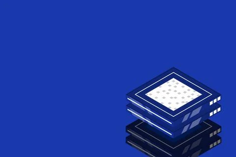 Set of server room icons, data center and database, futuristic data processin Illustrazione stock