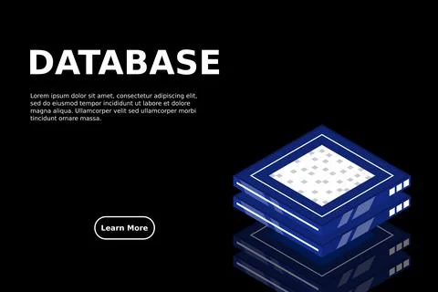 Set of server room icons, data center and database, futuristic data processin Stock Illustration